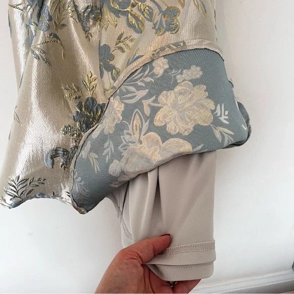 Le Chateau Brocade Strapless Midi Dress Champagne Blue Floral  NWT Small - Picture 9 of 15